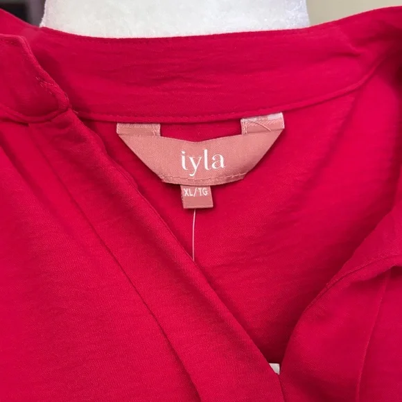 🆕 Chic iyla Coral/Red V-Neck Dress, NWT, Size XL - Picture 10 of 12
